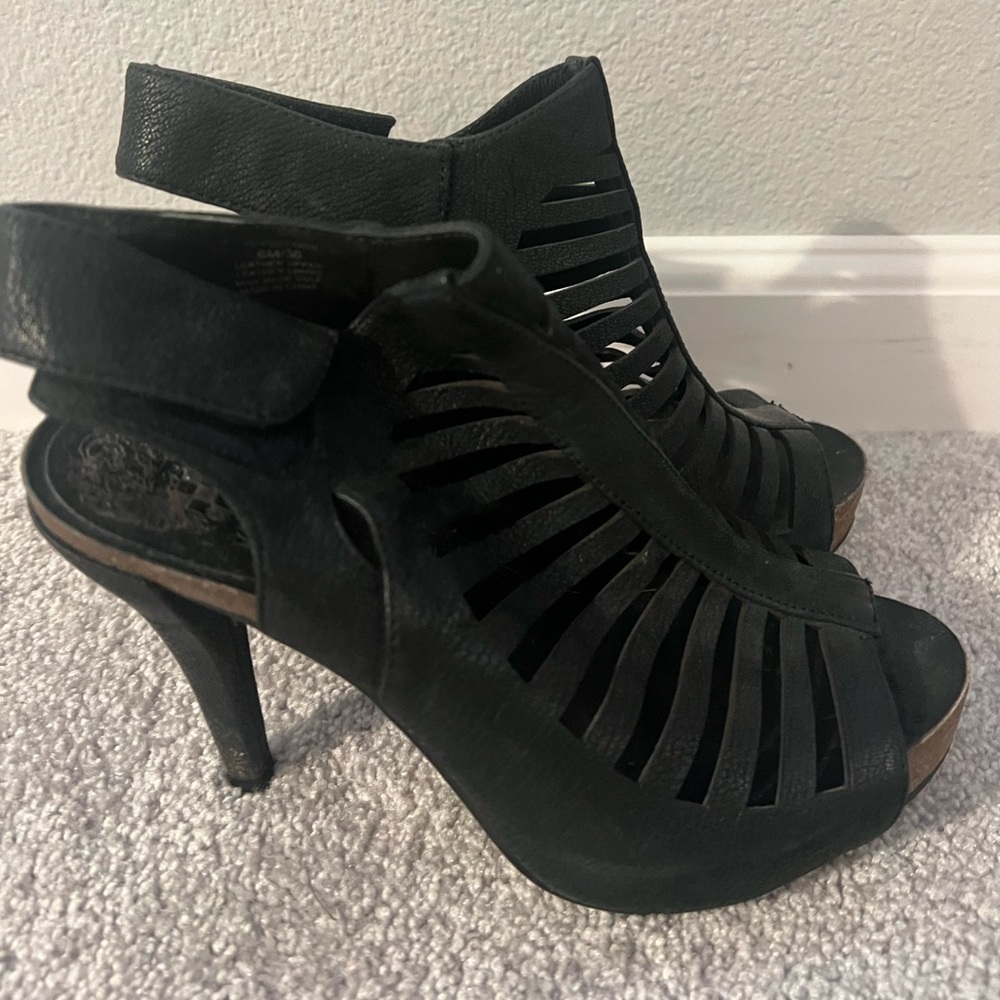 Vince Camuto black leather heels